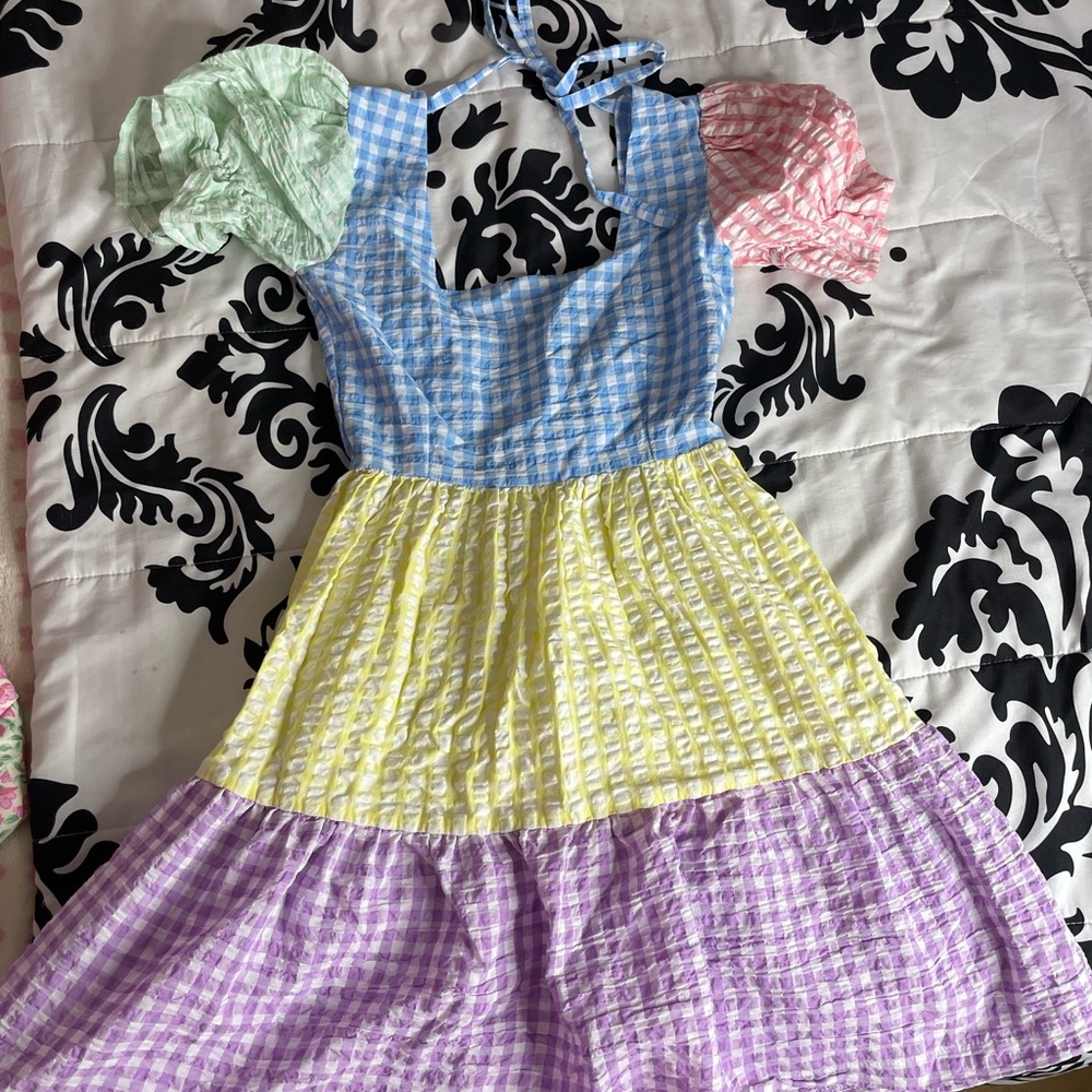 MOLBY the label Pastel gingham handmade dress